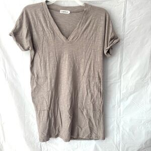 Clarisbelle Grayish tan relaxed Cotton T-Shirt dress with pockets SZ L NWOT